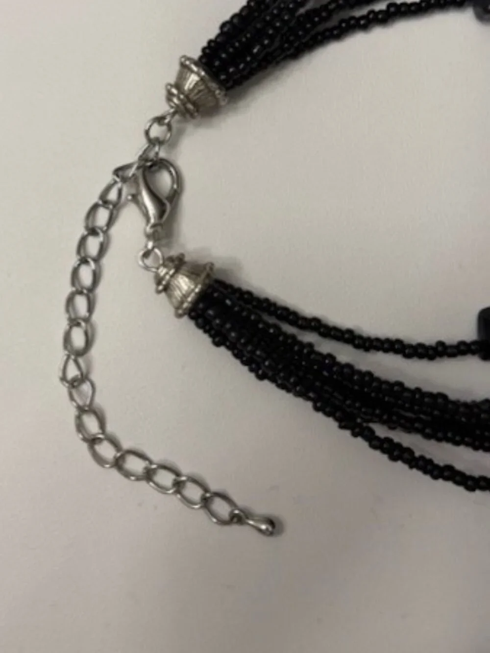 Black Multi-Strand Beaded Necklace